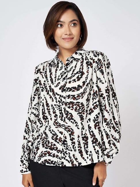 annabelle by pantaloons white printed shirt