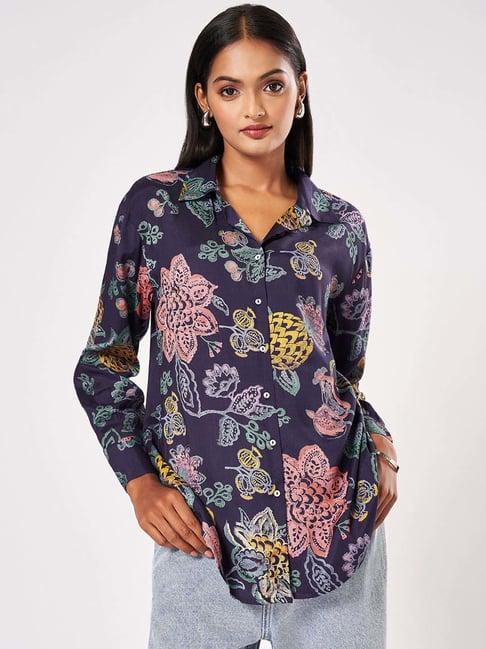 marigold lane navy printed shirt