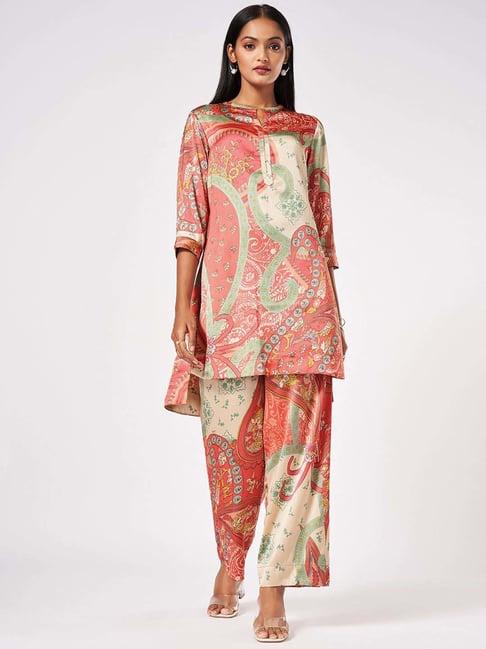 marigold lane pink printed kurti palazzo set