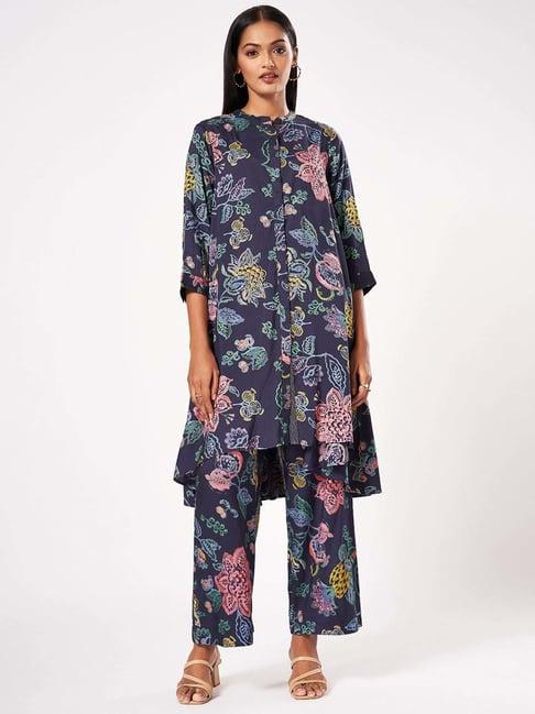 marigold lane navy printed kurti palazzo set