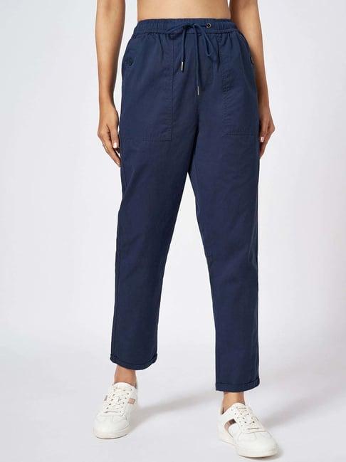 honey by pantaloons navy cotton plain pants