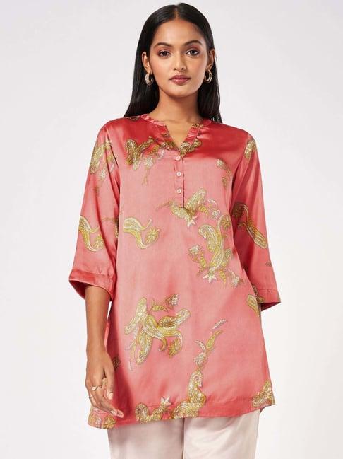 marigold lane pink printed a line short kurti