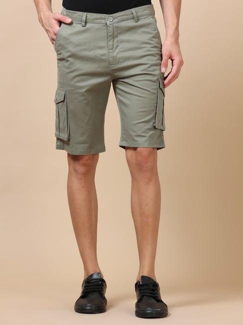 bushirt sage green regular fit cargo shorts