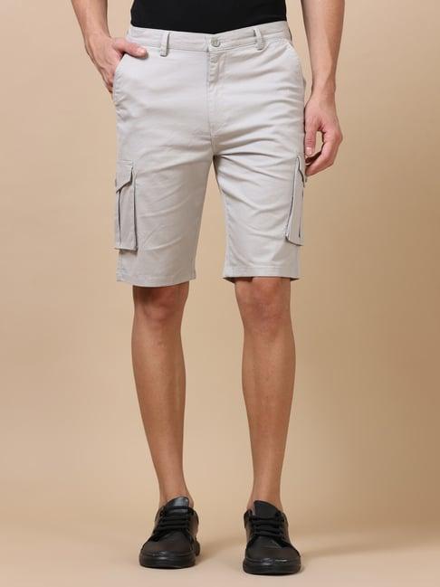 bushirt pastel grey regular fit cargo shorts