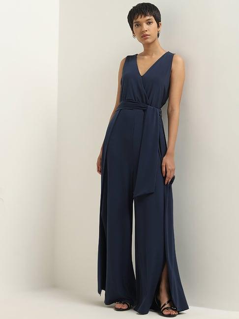 wardrobe by westside navy jumpsuit with belt