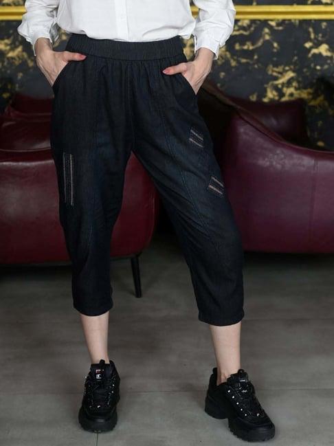 odette black mid rise cropped pants