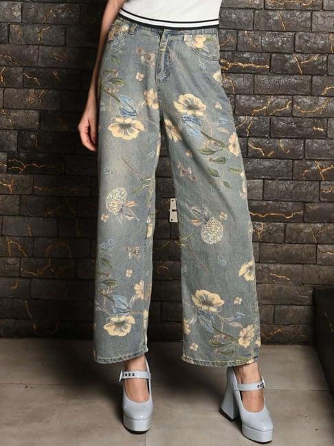 odette blue printed flared pants