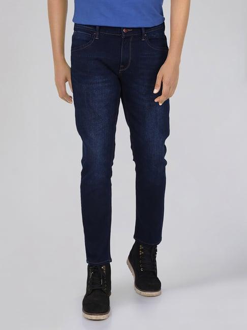 lee the event blue skinny solid jeans