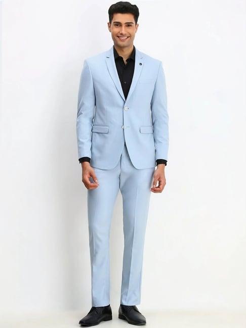 allen solly blue slim fit two piece suit