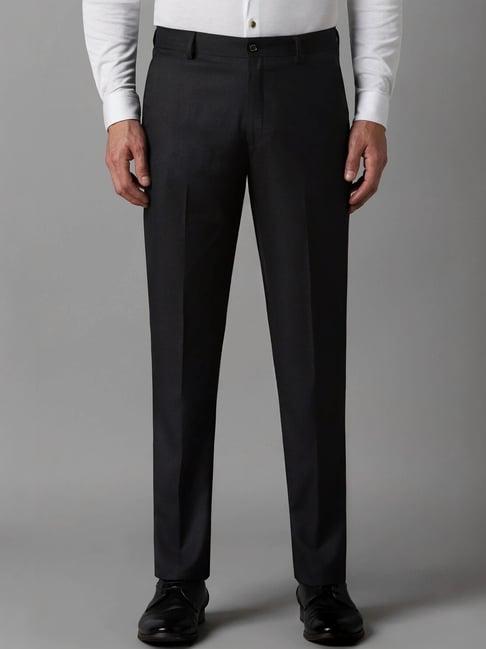 louis philippe black regular fit trousers