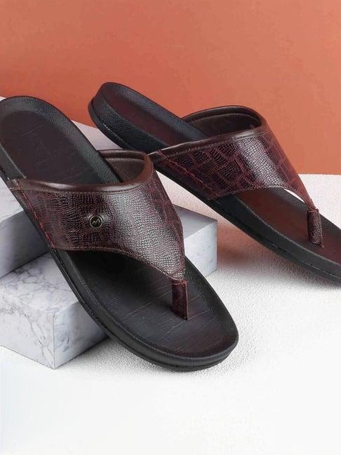 metro men's maroon thong sandals