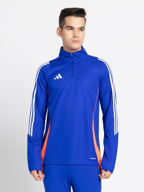 adidas blue 100% polyester slim printed  track top