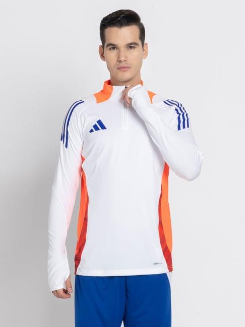 adidas white 100% polyester slim printed  track top