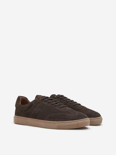 soleplay by westside brown faux suede lace-up sneakers