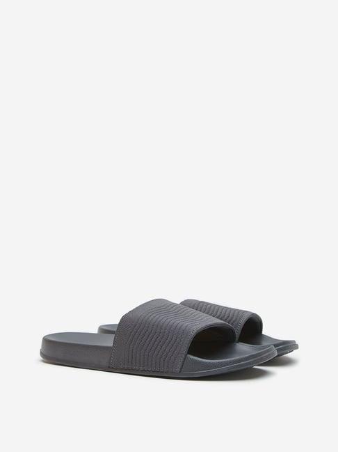 soleplay by westside dark grey chevron textured slides