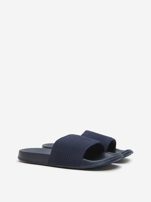 soleplay by westside navy chevron textured slides