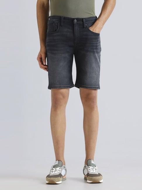 pepe jeans black regular fit denim shorts