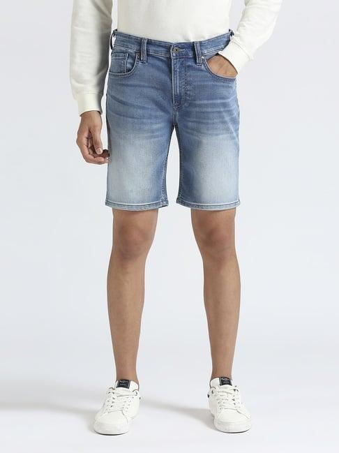 pepe jeans light blue regular fit denim shorts