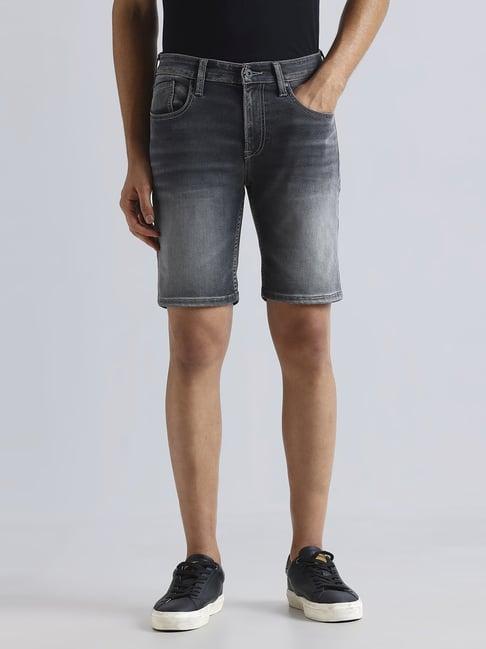 pepe jeans black regular fit denim shorts