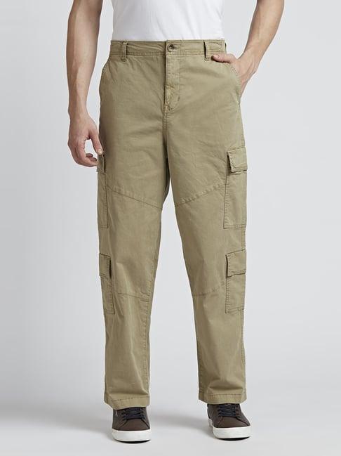 pepe jeans khaki cotton comfort fit cargos