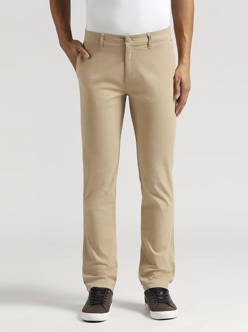 pepe jeans khaki cotton straight fit trousers