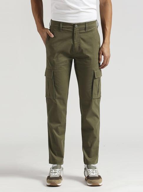 pepe jeans olive cotton slim fit cargos