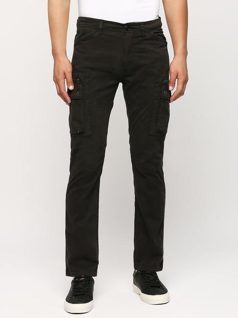 pepe jeans black cotton straight fit cargos