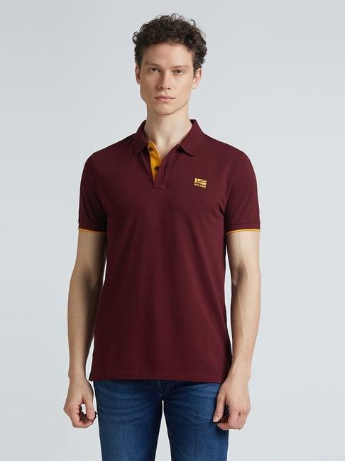 pepe jeans burgundy regular fit polo t-shirt