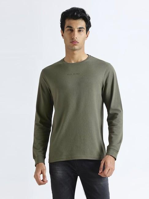 pepe jeans green cotton slim fit logo printed t-shirt