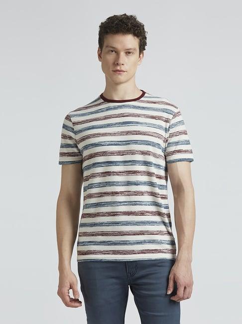 pepe jeans burgundy slim fit striped t-shirt