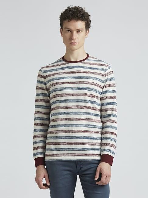 pepe jeans burgundy slim fit striped t-shirt