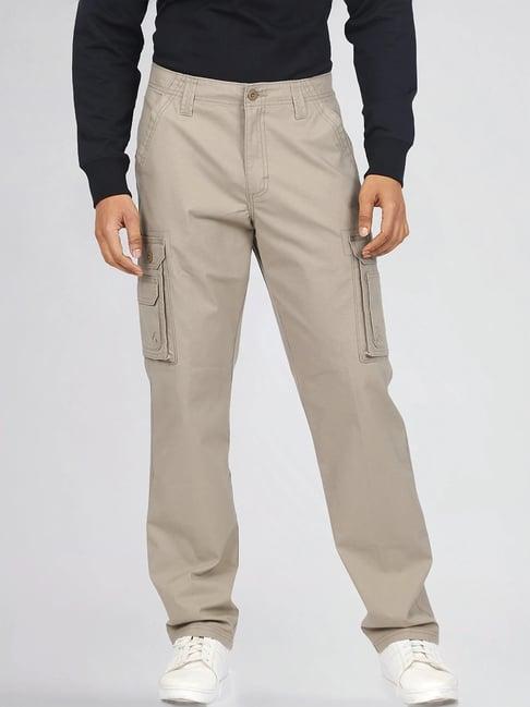 lee beige cotton relaxed fit cargos