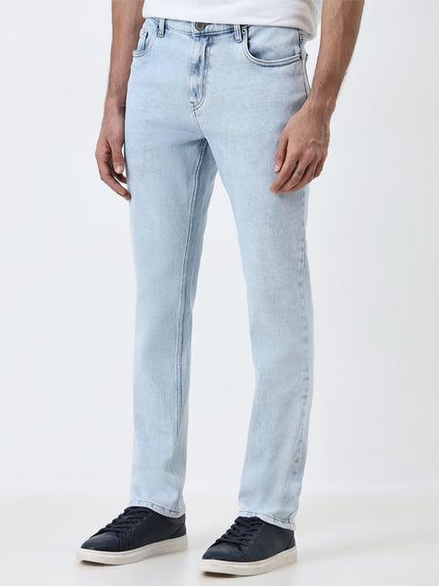 wes casuals by westside light blue slim-fit mid-rise jeans