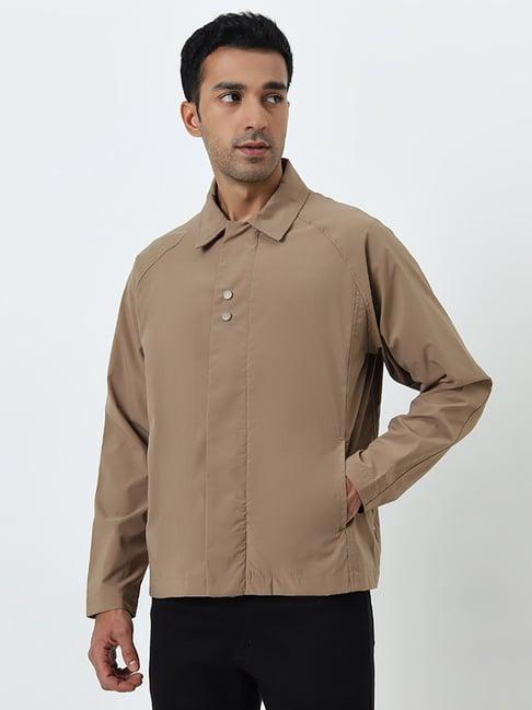 wes casuals by westside dark beige relaxed-fit jacket