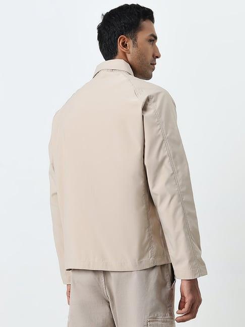 wes casuals by westside light beige relaxed-fit jacket