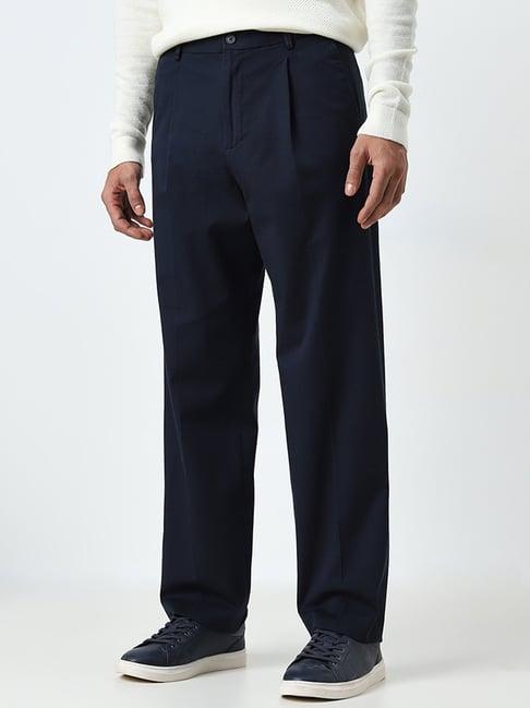 ascot by westside navy relaxed-fit mid-rise cotton blend chinos