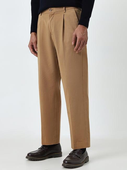 ascot by westside tan relaxed-fit mid-rise cotton blend chinos