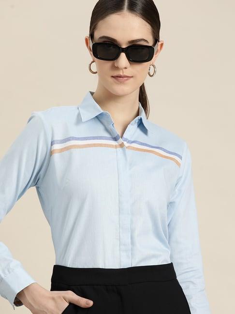 hancock blue cotton striped shirt