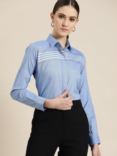 hancock blue cotton striped shirt