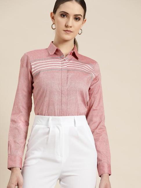 hancock coral cotton striped shirt