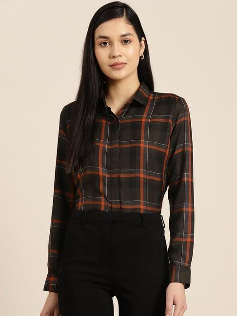 hancock black & rust checks shirt