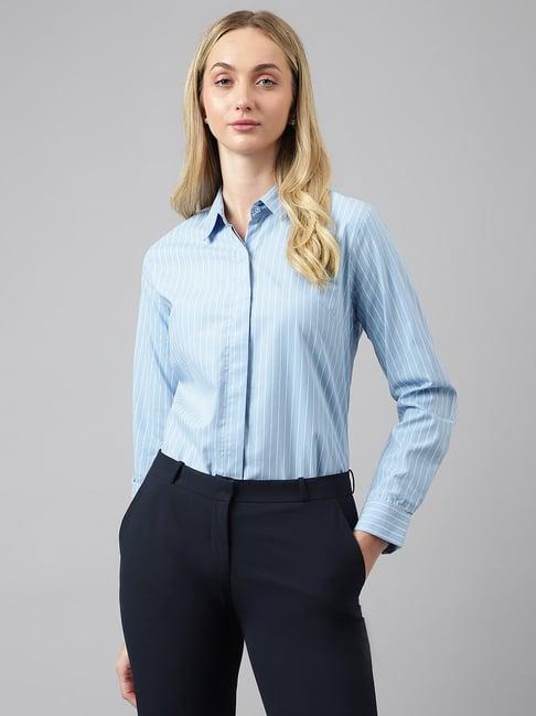 hancock blue cotton striped shirt