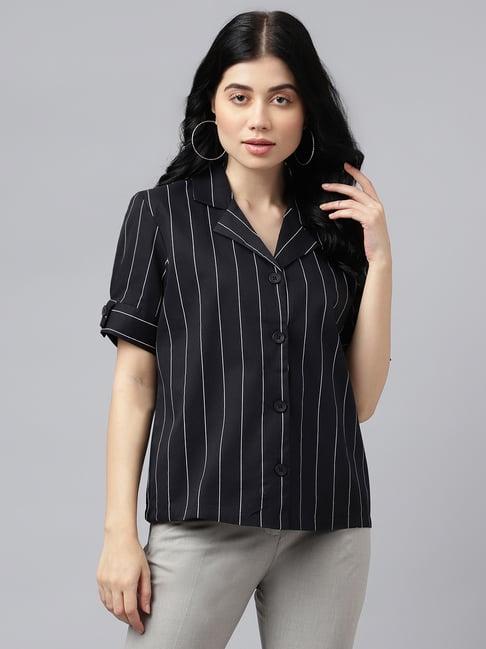 hancock black cotton striped shirt