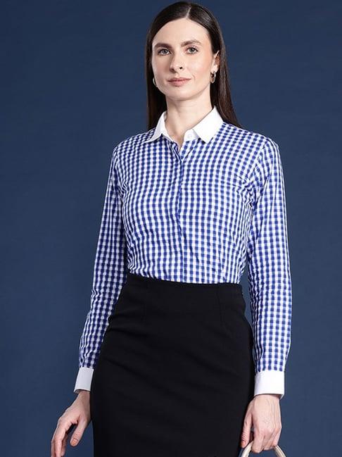 hancock blue & white cotton checks shirt