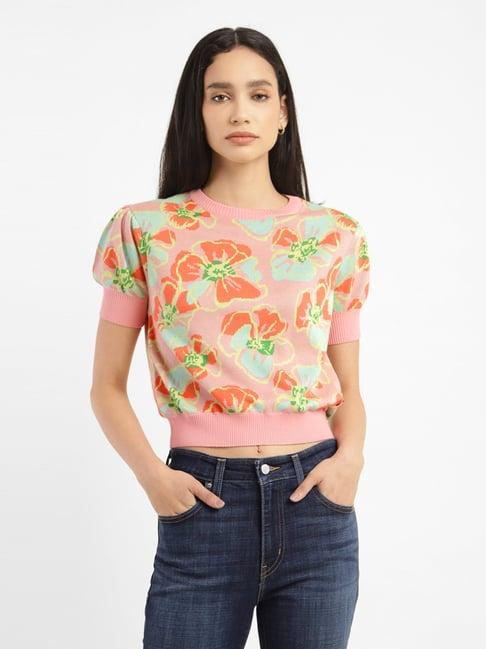 levi's peach floral sweater