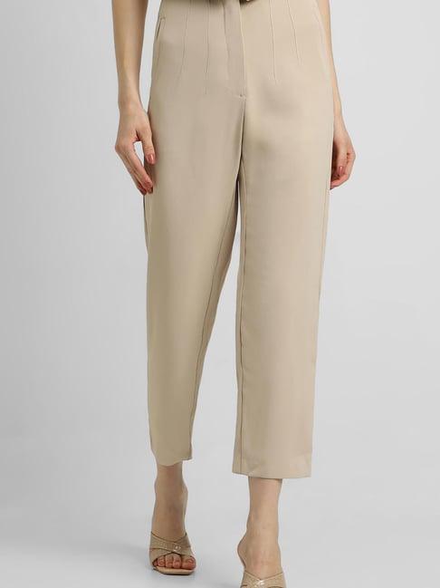 forever 21 beige slim fit mid rise pants