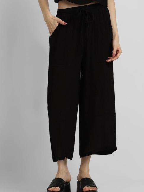 forever 21 black relaxed fit mid rise culottes