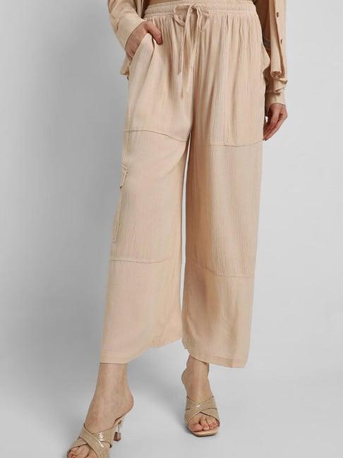 forever 21 beige relaxed fit mid rise pants