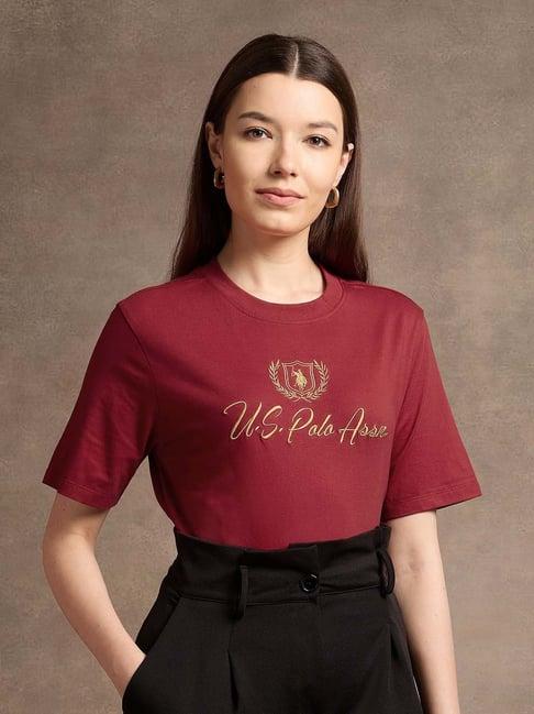 u.s. polo assn. maroon graphic print t-shirt