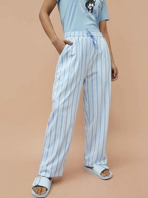 ginger by lifestyle blue cotton striped pyjamas